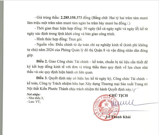 TP HCM: Công ty Kiến Phước Thành 7 ngày trúng 6 gói thầu tại Quận 8 - Hình 3 TP HCM: Cong ty Kien Phuoc Thanh 7 ngay trung 6 goi thau tai Quan 8-Hinh-3