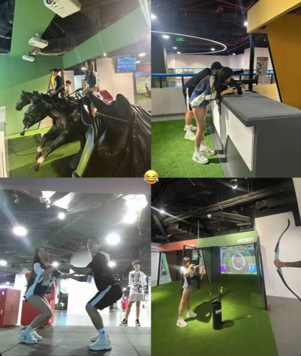 Khi đi chơi game cùng Văn Hậu, Hải My chọn áo phông kết hợp với quần đùi, giày thể thao cá tính