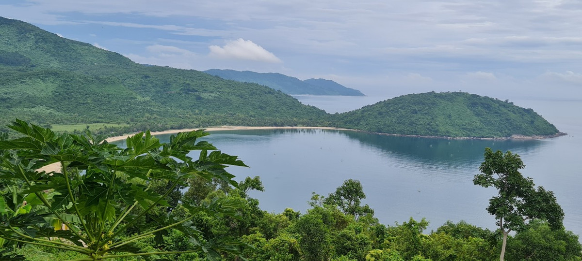 Vịnh Nam Chơn uốn mình quanh co như dáng hình một con rồng lớn, ôm trọn cả khu vực làng Vân – một ngôi làng lặng lẽ và bình yên nằm dưới chân đèo Hải Vân.