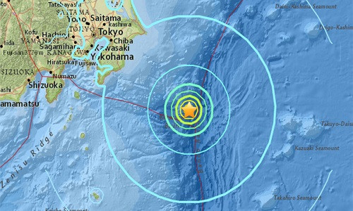 Một trận động đất mạnh 6,4 độ Richter vừa xảy ra ở Nhật Bản. Ảnh: USGS.