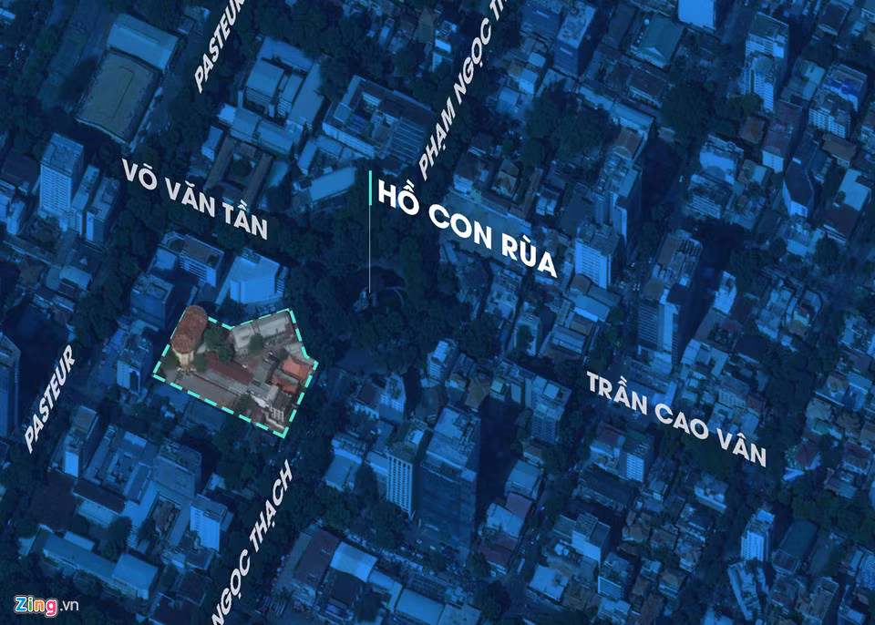 Vị trí lô đất vàng ở Hồ Con Rùa. Đồ hoạ: Mai Trí