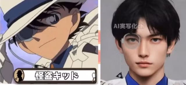 Kaito Kid, siêu trộm bí ẩn, hiện lên với bộ vest trắng, nụ cười quyến rũ và ánh mắt lém lỉnh, đúng với hình ảnh một kẻ trộm tài ba luôn khiến cảnh sát đau đầu.