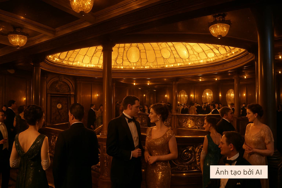 Hành khách hạng nhất gồm giới quý tộc và doanh nhân tận hưởng những đặc quyền xa xỉ, trong khi người nhập cư hạng ba chen chúc dưới khoang tàu.(Ảnh: Thanh niên Việt)