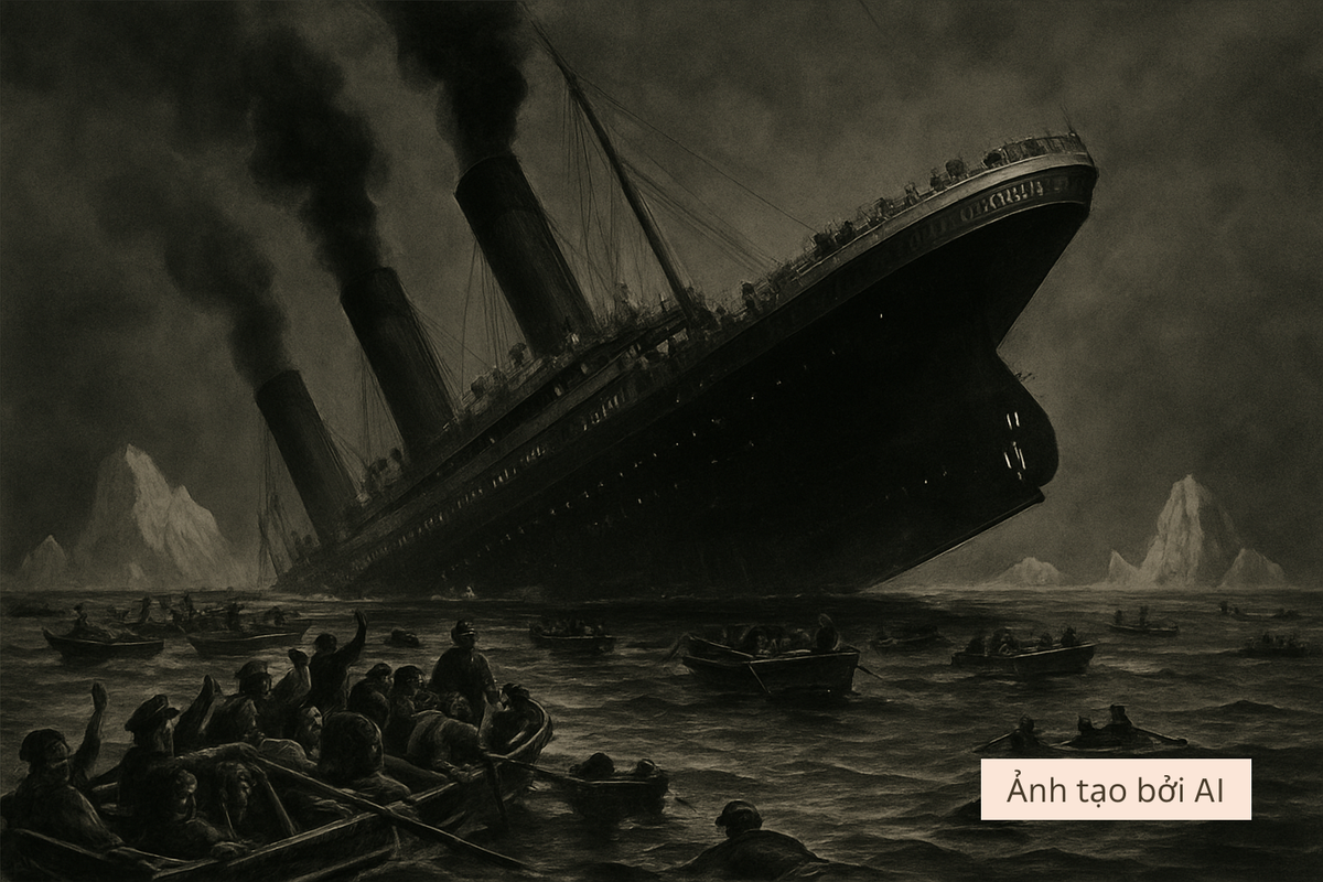 Chỉ có hai mươi xuồng cứu sinh được trang bị, không đủ cho toàn bộ hành khách và thủy thủ đoàn hơn hai ngàn người. (Ảnh: Thanh niên Việt)