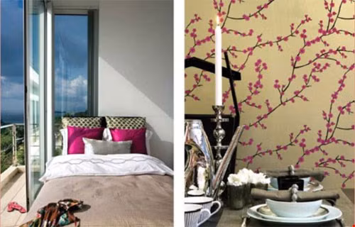 Những tấm giấy dán tường này họa tiết khá đơn giản nhưng vô cùng tinh tế và đầy cảnh sắc xuân.