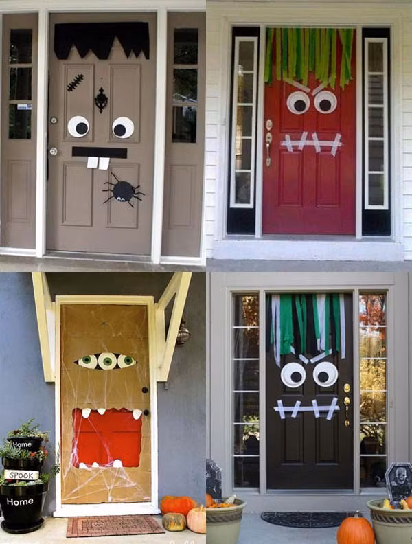 Những cánh cửa cũng được biến hóa ngộ nghĩnh vào dịp Halloween.
