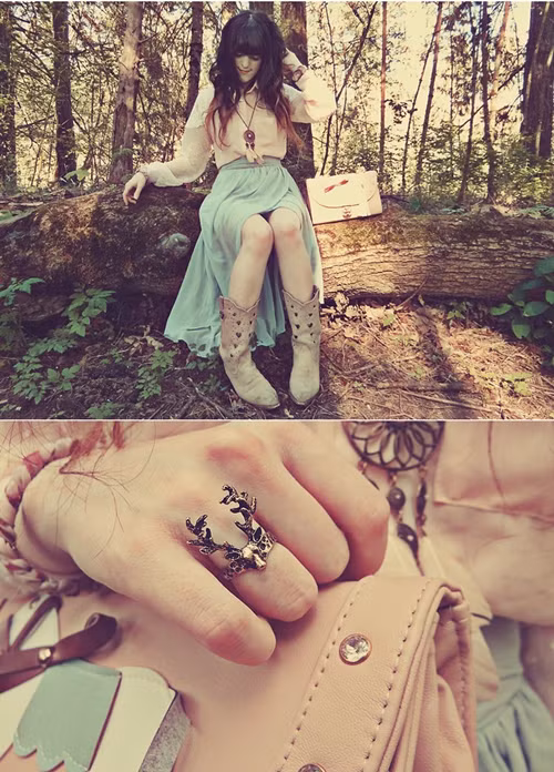 Nhẫn hình đầu hươu ngộ nghĩnh.