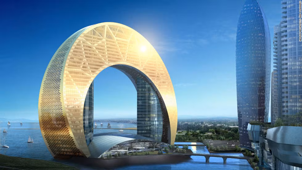 Khách sạn Crescent (Baku, Cộng hoà Azerbaijan): Được thiết kế bởi công ty kiến trúc Hàn Quốc Heerim Architects &amp; Planners, khách sạn 33 tầng Crescent sẽ trở thành tâm điểm của vịnh Crescent khi hoàn thành vào cuối năm 2016.