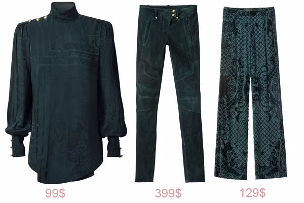 Chiếc áo đầu tiên bên trái giá 99 USD, hai chiếc quần còn lại giá lần lượt là 399 USD và 129 USD.