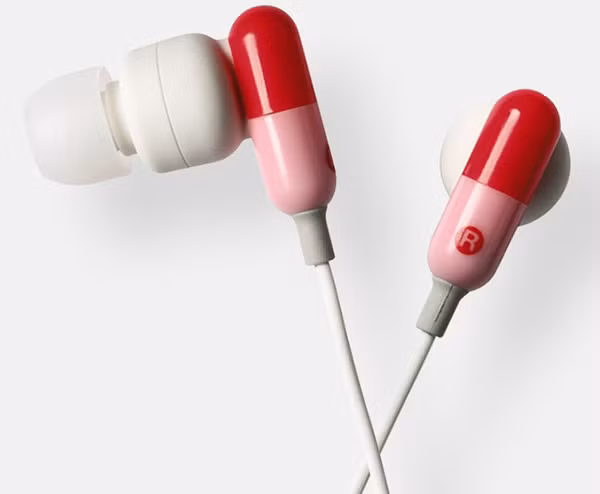 Tai nghe hình viên thuốc lạ mắt.