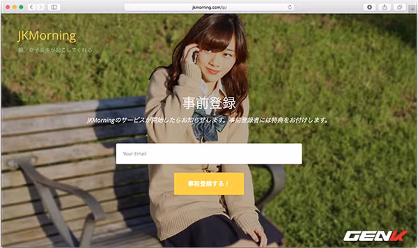 Mỹ nữ đánh thức buổi sáng: Chỉ cần đăng ký rồi lựa chọn nữ sinh xinh đẹp mong muốn và đặt lịch, bạn sẽ được "mỹ nữ" Nhật Bản đánh thức vào mỗi sáng. Một công ty của Nhật Bản đang cung cấp dịch vụ kỳ lạ có tên là JKMorning giúp bạn lựa chọn nữ sinh Nhật Bản gọi điện để đánh thức mình vào mỗi buổi sáng. Dù chưa cung cấp giá dịch vụ và cách thức thanh toán nhưng họ cho biết sẽ chấp nhận PayPal nên người dùng tại các nước khác cũng có thể sử dụng.
