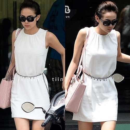 Ngoài ra, người đẹp cũng có thêm một chiếc Lady Dior màu hồng pastel để tiện thay đổi.