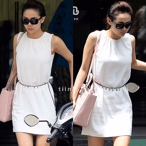 Ngoài ra, người đẹp cũng có thêm một chiếc Lady Dior màu hồng pastel để tiện thay đổi.