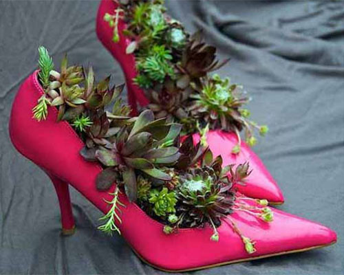 Những đôi giày cao gót đáng yêu cũng được dùng làm vật trang trí nhà ít tốn kém.