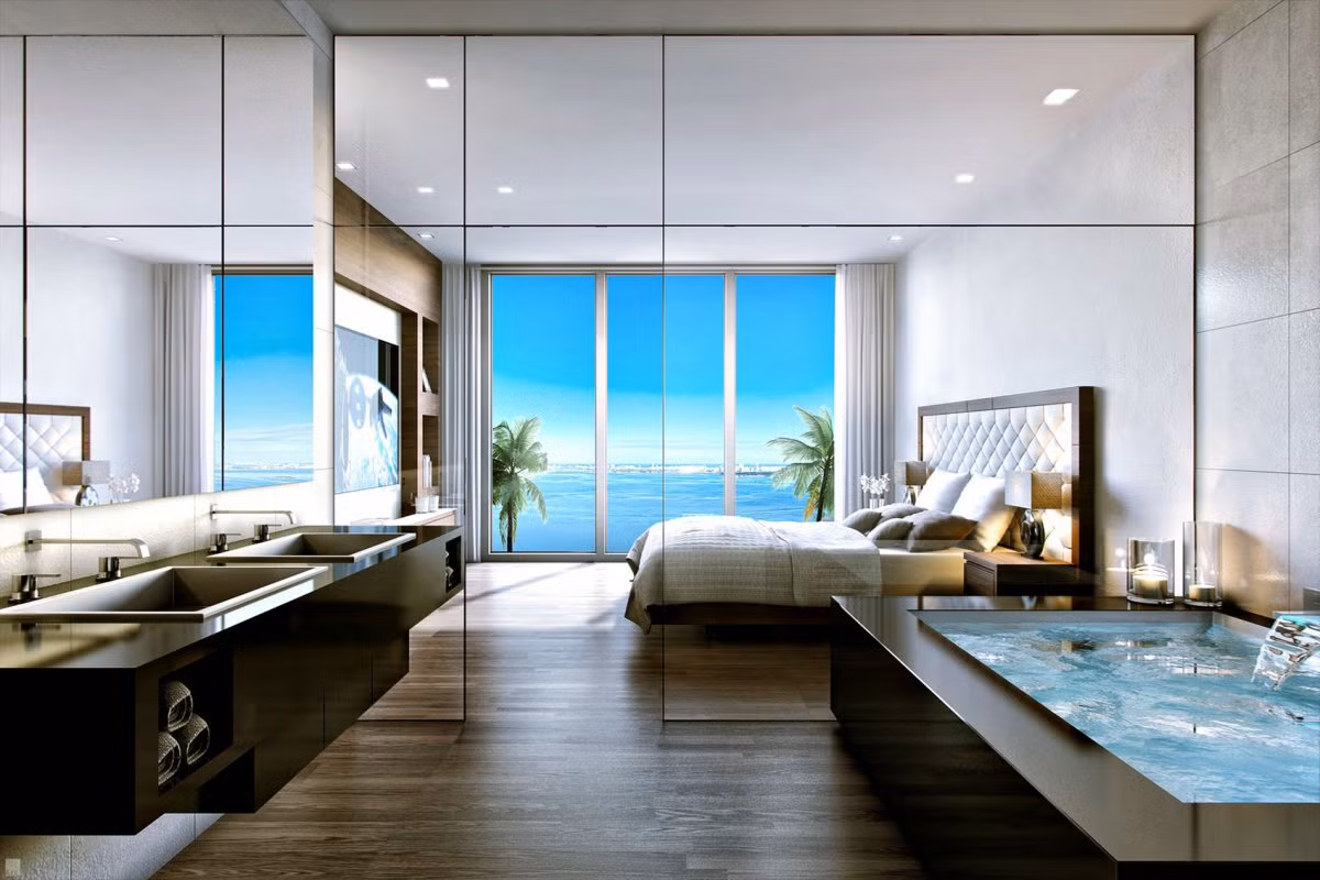 GranParaiso đang được xây dựng trên bờ sông Biscayne Bay. Bên cạnh tháp GranParaiso là tòa Paraiso Bay cũng đang được xây dựng bên cạnh nó, mặc dù hai tòa tháp sẽ có lối vào riêng biệt. Trong hình là căn hộ penthouse A-Rod với phòng ngủ chính rộng rãi nhìn ra đại dương phía sau nó.