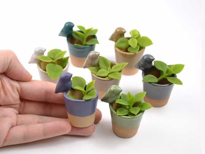 Chậu hoa mini hình chim.