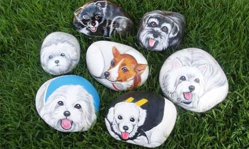 Đàn cún xinh xắn từ sỏi đá.