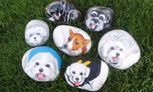 Đàn cún xinh xắn từ sỏi đá.