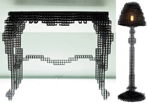 Đồ nội thất gây ảo giác: Món đồ nội thất được lấy cảm hứng từ khái niệm về bộ nhớ. Bộ nhớ trong suốt cuộc đời của chúng ta trở nên mờ nhạt và rải rác theo thời gian. Những món đồ nội thất được làm bằng lưới dây sẽ tạo cảm giác như bạn đang thấy ảo ảnh.