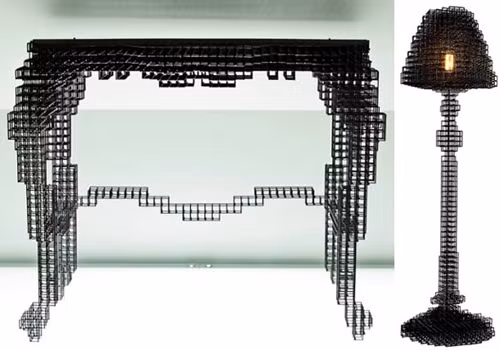 Đồ nội thất gây ảo giác: Món đồ nội thất được lấy cảm hứng từ khái niệm về bộ nhớ. Bộ nhớ trong suốt cuộc đời của chúng ta trở nên mờ nhạt và rải rác theo thời gian. Những món đồ nội thất được làm bằng lưới dây sẽ tạo cảm giác như bạn đang thấy ảo ảnh.