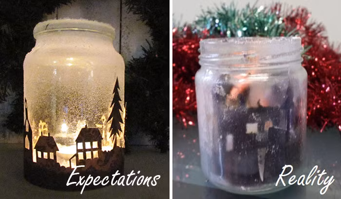 Các lọ nến trang trí Noel tự chế đẹp mắt.