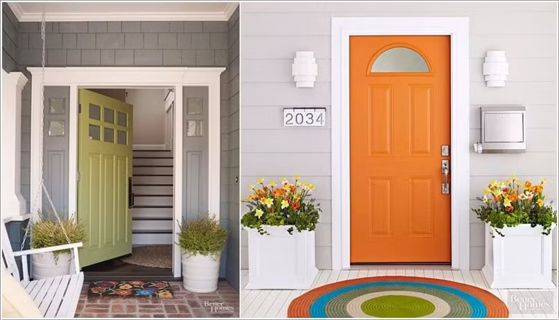 Những tấm thảm màu mè cũng là cách tạo ấn tượng trước hiên nhà.