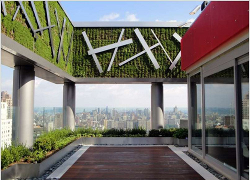 Bạn cũng có thể thiết kế các bức tường cây xanh thẳng đứng để không gian trên mái nhà mát mẻ hơn.