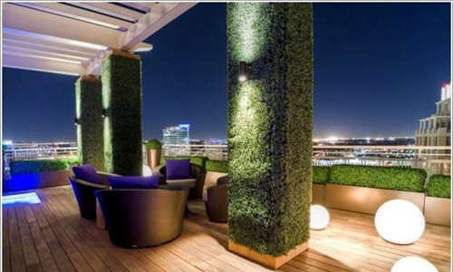 Những cột nhà cũng được phủ dây leo xanh mát.