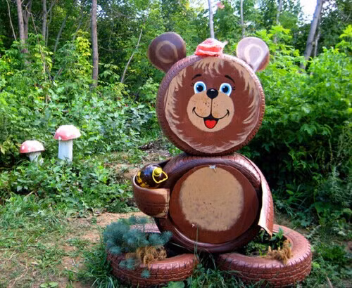 Chú gấu từ lốp xe.