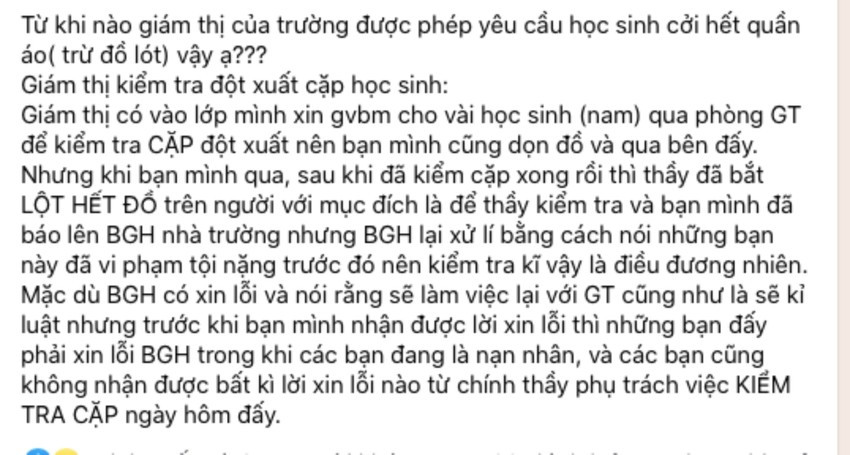 Dien bien moi vu 8 hoc sinh TP.HCM bi giam thi yeu cau coi do