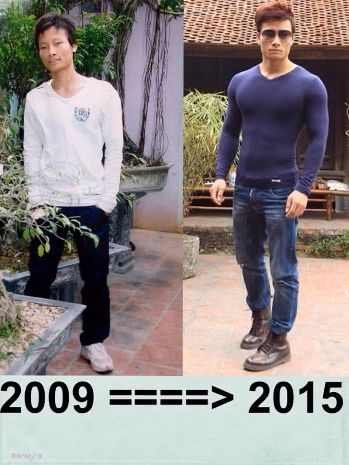 Hình ảnh so sánh thời điểm năm 2009 và năm 2015 của một chàng trai, thay đổi ngoại hình một cách ngoạn mục mới đây thu hút sự chú ý của cư dân mạng thông qua một số fanpage. Anh chàng thời điểm năm 2009 gầy tong teo, quê mùa nhưng đến thời điểm hiện tại đã sở hữu khuôn mặt bảnh trai, thân hình vạm vỡ, bụng 6 múi đáng ngưỡng mộ.