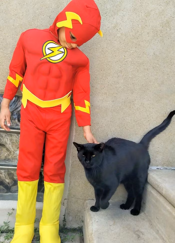 Bắt đầu từ ngày đó, cậu nhóc 5 tuổi Shon bắt đầu chuỗi ngày trở thành một "Catman" - "Người Mèo". (Nguồn Bored Panda)