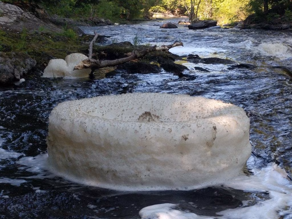 Đôi khi, mẹ thiên nhiên cũng nghịch ngợm, tạo ra những vòng tròn bọt hoàn hảo một cách đáng kinh ngạc trên các dòng suối. (Nguồn BuzzFeed)