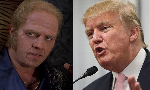 Nhân vật Biff Tannen được lấy nguyên mẫu từ Tổng thống Mỹ Donald Trump (phải ảnh) và được miêu tả là doanh nhân.