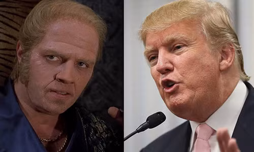 Nhân vật Biff Tannen được lấy nguyên mẫu từ Tổng thống Mỹ Donald Trump (phải ảnh) và được miêu tả là doanh nhân.