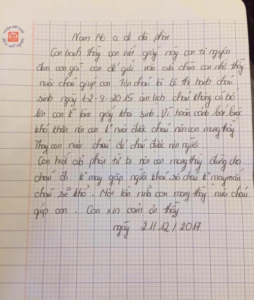 Lá thư người mẹ gửi gắm nhà chùa.