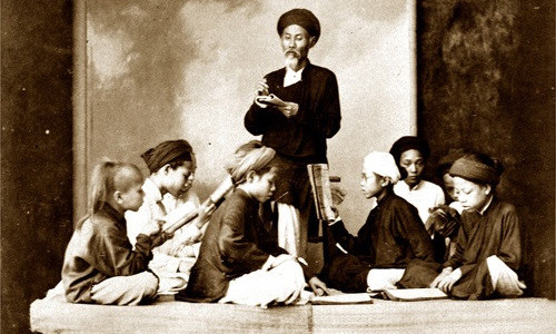 Một lớp học chữ Nho tư gia vào khoảng năm 1895. Ảnh: Wikipedia.