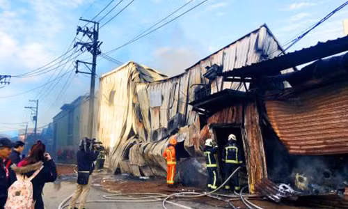 Hiện trường vụ hỏa hoạn xảy ra ở Công ty Tịch Ca. Ảnh: Taipei Times.