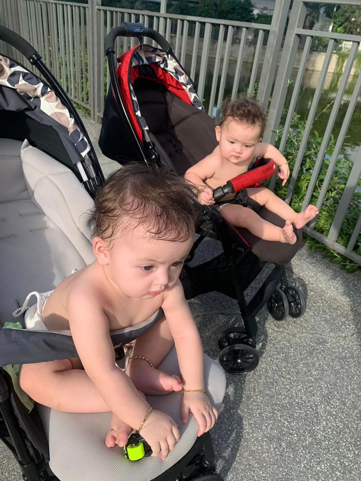 Trong số 5 con của Á hậu Diễm Châu, cặp song sinh lai Tây chiếm trọn spotlight vì vẻ ngoài xinh xắn, đáng yêu.