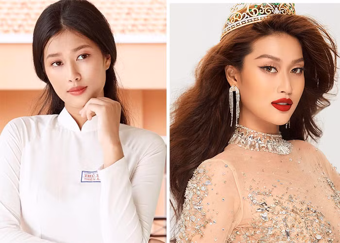 Đoàn Thiên Ân, sinh năm 2000, là Hoa hậu Hòa bình Việt Nam 2022. Ngay từ khi là học sinh cấp 3, Thiên Ân đã sở hữu nét đẹp và vóc dáng nổi trội so với các bạn cùng lứa. (Ảnh: FBNV)