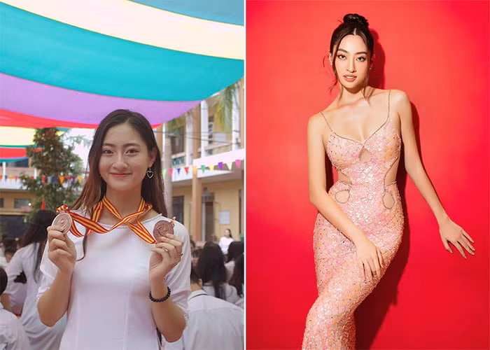 Khuôn mặt của Lương Thùy Linh, Hoa hậu Thế giới Việt Nam 2019, không thay đổi nhiều nếu so hiện tại với khi cô còn là học sinh. Chỉ khác là hiện tại Thùy Linh hút mắt hơn nhờ cách trang điểm. (Ảnh: FBNV)