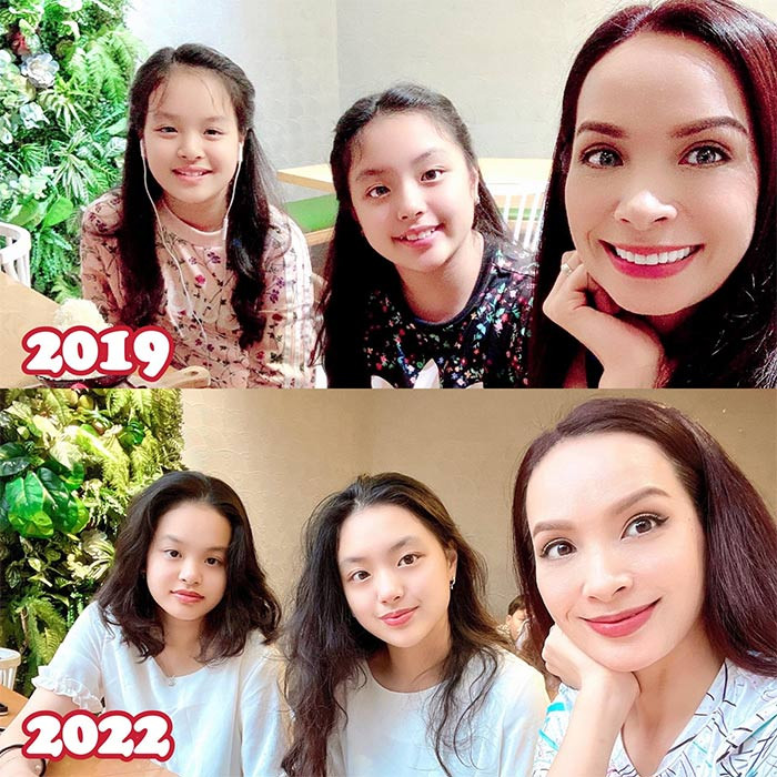 So sánh hình ảnh Suti và Suli cách đây ba năm, hai con gái của cựu người mẫu Thúy Hạnh lớn lên trông thấy, đặc biệt là Suti.