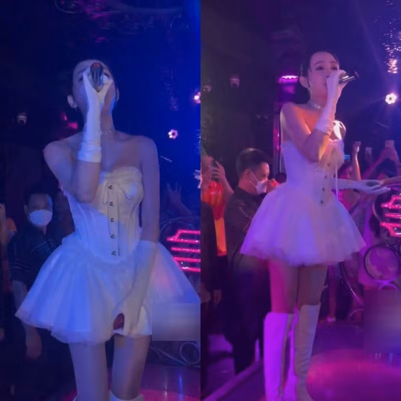 Giọng ca 9X chăm diện đầm cúp ngực khoe vai trần nõn nà, thềm ngực đầy.