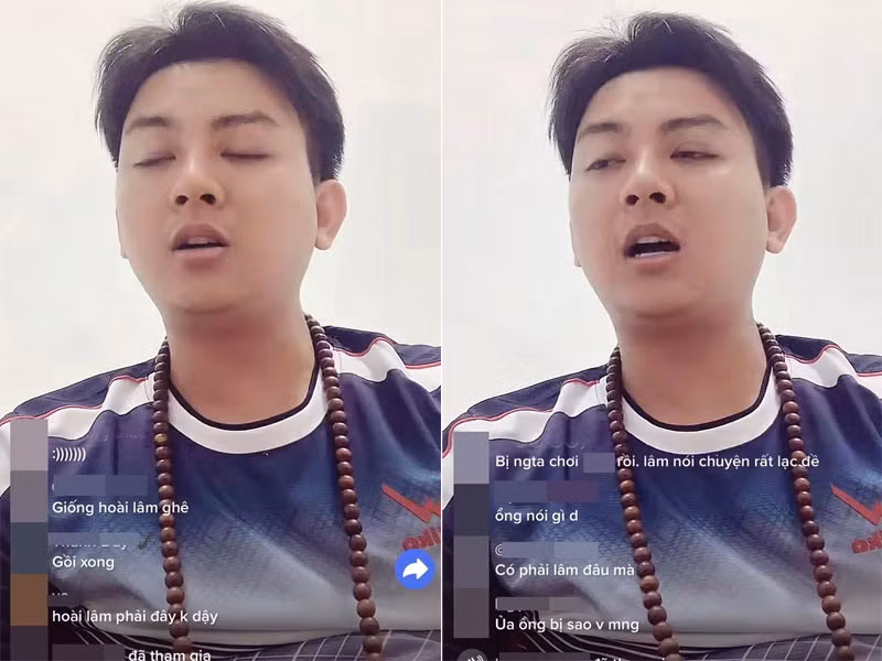 Cách đây không lâu, vào tháng 8/2022, nam ca sĩ sinh năm 1995 khiến người hâm mộ lo lắng khi liên tục ngủ gật khi đang livestream. (Ảnh cắt từ clip)