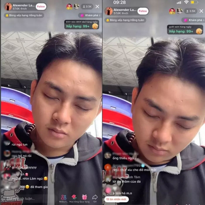 Giao lưu cùng khán giả, Hoài Lâm nói chuyện lan man, khuôn mặt đờ đẫn, chỉ trực gục xuống ngủ. (Ảnh: 2sao)