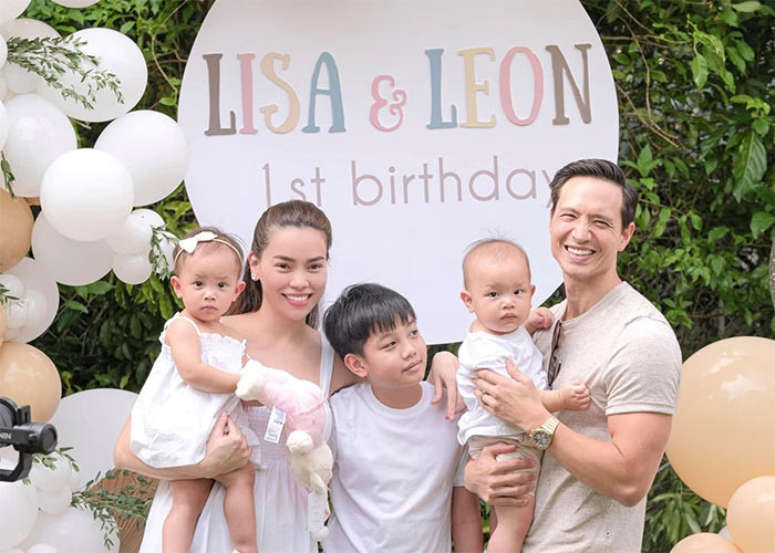 Gia đình 5 người nhà Hồ Ngọc Hà trong tiệc sinh nhật Lisa - Leon tròn 1 tuổi.
