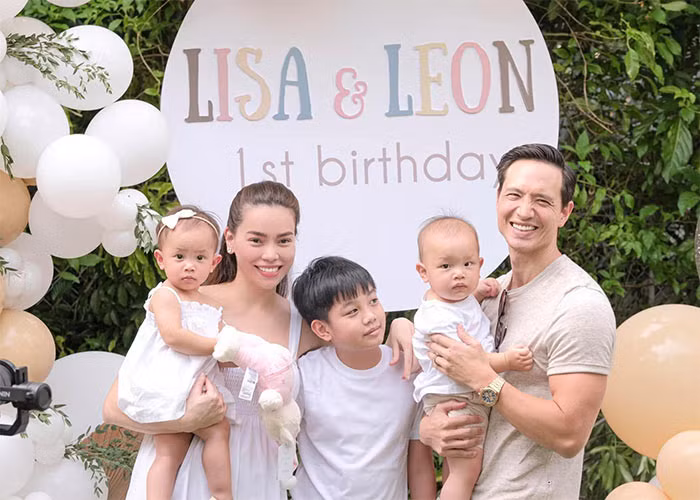 Gia đình 5 người nhà Hồ Ngọc Hà trong tiệc sinh nhật Lisa - Leon tròn 1 tuổi.