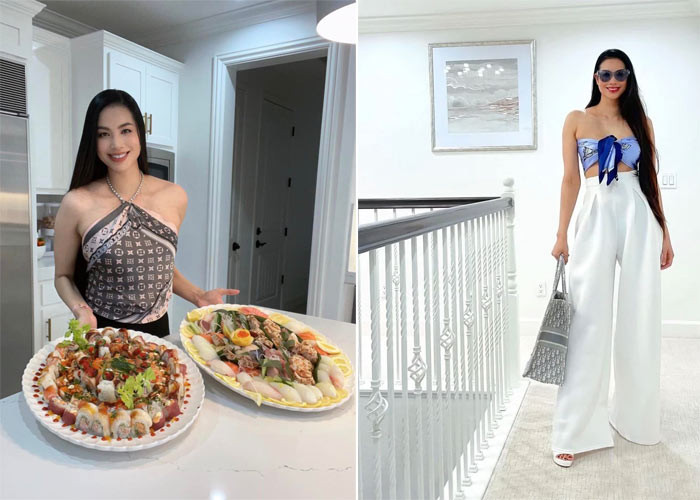 Hoa hậu Phạm Hương cũng là một fan của style biến khăn thành áo.