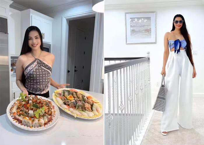 Hoa hậu Phạm Hương cũng là một fan của style biến khăn thành áo.