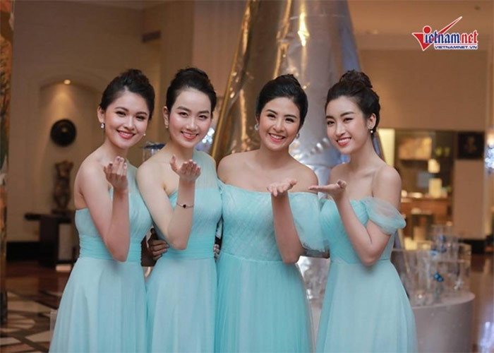 Dàn phù dâu nổi bật trong đám cưới Thanh Tú, trong đó có Ngọc Hân. (Ảnh: Vietnamnet)